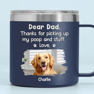 Photo personnalisée Merci d'avoir choisi mes affaires - Gobelet personnalisé en acier inoxydable de 14 oz avec poignée pour chien et chat - Fête des pères, cadeau pour les propriétaires d'animaux et les amoureux des animaux