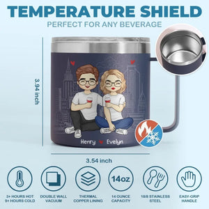 Tu seras toujours mon éternel - Gobelet personnalisé en acier inoxydable de 14 oz avec poignée - Cadeau pour mari et femme, anniversaire