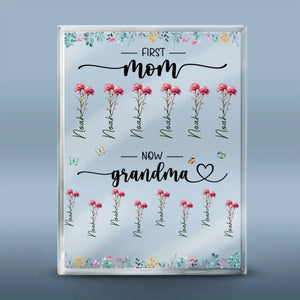 Fière grand-mère d'un enfant - Plaque rectangulaire personnalisée en acrylique pour la famille - Cadeau pour maman et grand-mère