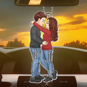 Chaque jour avec toi est le plus beau jour de ma vie - Ornement de voiture personnalisé pour couple - Forme personnalisée en acrylique - Cadeau pour mari et femme, anniversaire