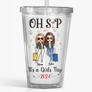 Gobelet en acrylique transparent personnalisé pour les vacances d'été entre amies, BFF ou sœurs.