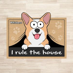 Je suis le maître de la maison - Tapis décoratif personnalisé en forme de chien - Cadeau de pendaison de crémaillère pour les propriétaires et les amoureux des animaux