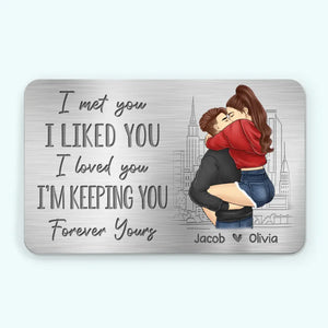 Je t'ai rencontré, je t'ai aimé, je t'ai adoré - Carte portefeuille personnalisée en aluminium pour couple - Cadeau pour mari et femme, anniversaire