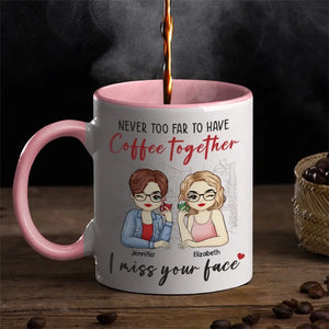 On n'est jamais trop loin pour prendre un café ensemble - Mug personnalisé avec accents - Cadeau pour les meilleures amies, les meilleures amies, les sœurs
