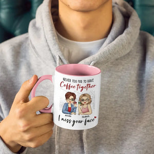 On n'est jamais trop loin pour prendre un café ensemble - Mug personnalisé avec accents - Cadeau pour les meilleures amies, les meilleures amies, les sœurs