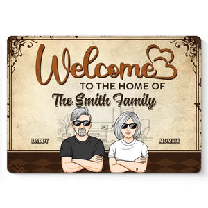 Bienvenue chez vous - Plaque en métal personnalisée pour la décoration de la maison - Cadeau de pendaison de crémaillère pour les membres de la famille