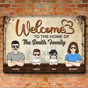 Bienvenue chez vous - Plaque en métal personnalisée pour la décoration de la maison - Cadeau de pendaison de crémaillère pour les membres de la famille
