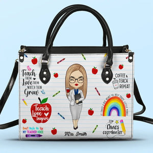 Merci de m'avoir aidé à briller - Sac à main en cuir personnalisé pour enseignant - Cadeau pour enseignant