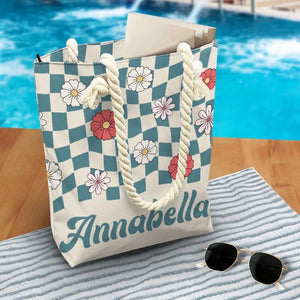 Plages et fleurs - Sac de plage personnalisé pour meilleure amie - Cadeau de vacances d'été pour meilleures amies, meilleures amies, sœurs