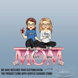 The Infinite Love Between Mom And Daughters - Family Personalized Custom Acrylic Shaking Stand - Gift For Mom, Grandma