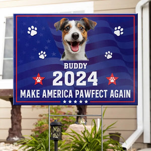 Photo personnalisée « Ami à quatre pattes, mon vote est pour toi » – Panneau de jardin personnalisé pour chien et chat – Cadeau pour propriétaires et amoureux des animaux