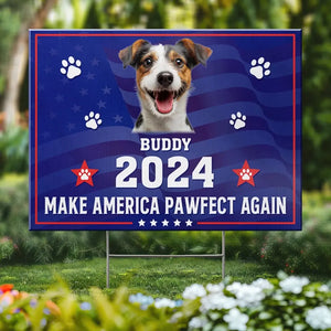 Photo personnalisée « Ami à quatre pattes, mon vote est pour toi » – Panneau de jardin personnalisé pour chien et chat – Cadeau pour propriétaires et amoureux des animaux