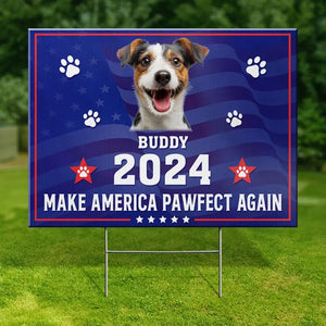 Photo personnalisée « Ami à quatre pattes, mon vote est pour toi » – Panneau de jardin personnalisé pour chien et chat – Cadeau pour propriétaires et amoureux des animaux