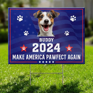 Photo personnalisée « Ami à quatre pattes, mon vote est pour toi » – Panneau de jardin personnalisé pour chien et chat – Cadeau pour propriétaires et amoureux des animaux