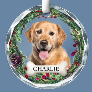 Photo personnalisée « Je suis toujours avec toi » - Ornement en verre rond personnalisé commémoratif - Cadeau de Noël, cadeau de condoléances pour les propriétaires d'animaux de compagnie et les amoureux des animaux