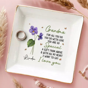 Grand-mère complète le cercle de l'amour - Plat à bijoux personnalisé pour la famille - Cadeau pour grand-mère