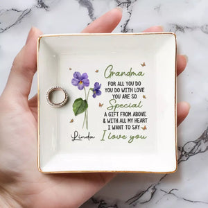 Grand-mère complète le cercle de l'amour - Plat à bijoux personnalisé pour la famille - Cadeau pour grand-mère