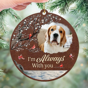 Photo personnalisée « Tu me manques pour le reste de ma vie » - Ornement commémoratif personnalisé en cuir - Cadeau de Noël, cadeau de condoléances pour les propriétaires d'animaux et les amoureux des animaux