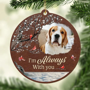 Photo personnalisée « Tu me manques pour le reste de ma vie » - Ornement commémoratif personnalisé en cuir - Cadeau de Noël, cadeau de condoléances pour les propriétaires d'animaux et les amoureux des animaux
