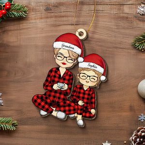 Nous vous souhaitons un joyeux Noël - Ornement en cuir personnalisé pour la famille - Cadeau de Noël pour grand-mère