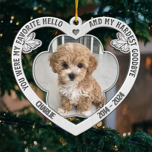 Photo personnalisée « Allée au paradis, à jamais dans nos cœurs » – Ornement commémoratif personnalisé – Forme personnalisée en métal – Cadeau de condoléances, cadeau de Noël pour propriétaires d'animaux et amoureux des animaux