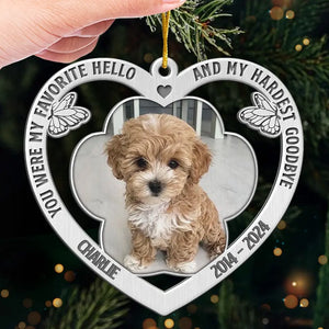 Photo personnalisée « Allée au paradis, à jamais dans nos cœurs » – Ornement commémoratif personnalisé – Forme personnalisée en métal – Cadeau de condoléances, cadeau de Noël pour propriétaires d'animaux et amoureux des animaux