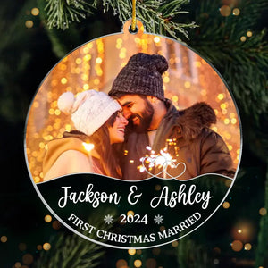 Photo personnalisée Mon amour pour toi est éternel - Ornement personnalisé pour couple - Forme personnalisée en acrylique - Cadeau de Noël pour mari et femme, anniversaire, premier Noël