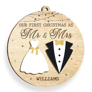 Compte à rebours jusqu'à notre premier Noël ensemble - Ornement personnalisé pour couple - Forme en bois personnalisée - Cadeau de Noël pour mari et femme, anniversaire, premier Noël
