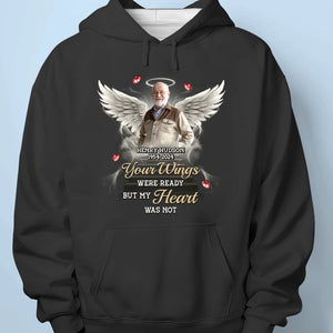 Photo personnalisée « Tu resteras à jamais dans nos cœurs » - T-shirt unisexe personnalisé commémoratif, T-shirt premium, sweat à capuche - Cadeau de condoléances, Cadeau de Noël pour les membres de la famille