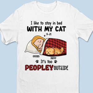 J'aime rester au lit avec mes animaux de compagnie - T-shirt unisexe personnalisé pour chien et chat, t-shirt premium, sweat à capuche - Cadeau de Noël pour les propriétaires d'animaux et les amoureux des animaux