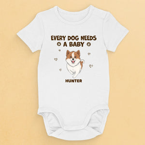 Parce que la maison est toujours plus belle avec un ami à quatre pattes - Body bébé personnalisé avec chien - Cadeau de naissance, cadeau pour les propriétaires d'animaux et les amoureux des animaux