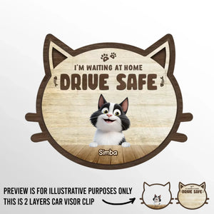 Arrivez sain et sauf, faites des câlins plus tard ! Clip de pare-soleil de voiture personnalisé pour chat ! Cadeau pour propriétaires et amoureux des animaux