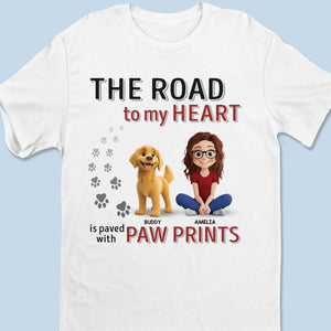 L'amour laisse des empreintes de pattes sur mon cœur - T-shirt unisexe personnalisé pour chien, t-shirt premium, sweat à capuche - Cadeau pour les propriétaires d'animaux et les amoureux des animaux
