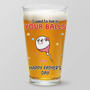 De vos boules à votre cœur - Verre à bière personnalisé pour la famille - Fête des pères, cadeau pour papa