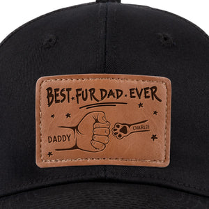 Papa fier de ses enfants - Casquette personnalisée en cuir avec patch chien et chat - Fête des Pères, cadeau pour les propriétaires et les amoureux des animaux