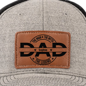 Père d'abord, toujours héros - Chapeau personnalisé en cuir avec patch - Fête des pères, cadeau pour papa, grand-père