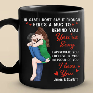 Je t'aime plus chaque jour - Tasse noire personnalisée pour couple - Cadeau pour mari et femme, anniversaire