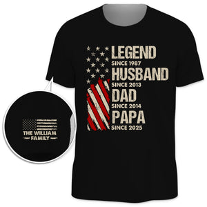 La vie d'un homme véritable - T-shirt unisexe personnalisé avec motif sur la manche - 4 juillet, cadeau pour papa, grand-père