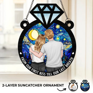 Ornement attrape-soleil personnalisé à suspendre à une fenêtre - Cadeaux d'anniversaire de mariage personnalisés pour mari et femme, lui et elle - Forever Starts With You