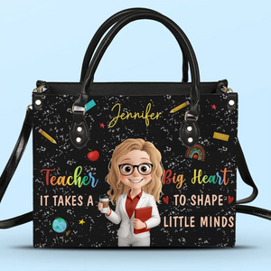 Sac à main en cuir personnalisé - Cadeaux d'anniversaire personnalisés pour enseignants - Enseigner, c'est une affaire de cœur