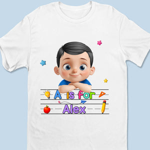T-shirt personnalisé pour enfants - Cadeaux de rentrée scolaire personnalisés pour enfants - L'apprentissage commence avec moi
