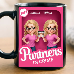 Mug noir personnalisé – Cadeau d'anniversaire personnalisé pour femme, meilleure amie, sœur, meilleure amie – Partenaires dans le crime