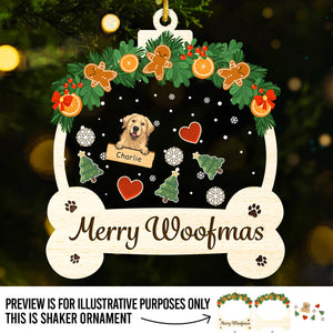 Custom 3 Layers Shaker Ornament - Personalized Christmas Birthday Gifts For Dog Lovers, Dog Dad And Mom - Woofing You A Merry Holiday