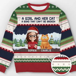Custom Unisex Ugly Sweatshirt - Personalized Christmas Birthday Gifts For Cat Lovers, Cat Mom And Dad - Whiskers In The Snow