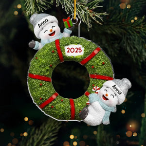Custom Snowman Family Acrylic Ornament - Personalized Christmas Birthday Gifts For Family, Mom, Dad, Brother, Sister, Kids - Our Frosty Little Family