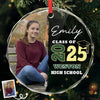Custom Photo Circle Glass Ornament - Personalized Christmas Graduation Gifts For Best Friends, Family, Coworker, Work Bestie - Proudly Stepping Into My Future