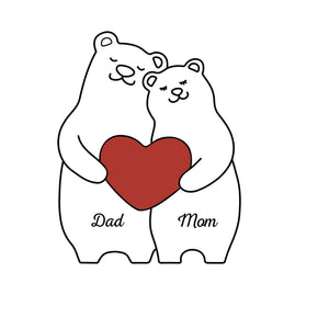 A Bear Hug Is The Perfect Blend Of Strength And Tenderness - Family Personalized Custom Bear Shaped Wooden Art Puzzle - Wooden Pet Carvings, Wood Sculpture Table Ornaments, Carved Wood Decor - Gift For Family Members