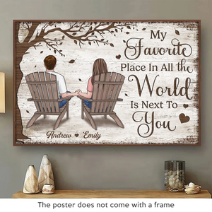 Mon endroit préféré au monde est à côté de toi - Affiche horizontale personnalisée pour couple - Cadeau pour mari et femme, anniversaire