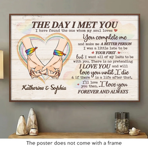 Le jour où je t'ai rencontré, j'ai trouvé celui que mon âme aime - Affiche horizontale personnalisée pour couple - Cadeau pour mari et femme, anniversaire, LGBTQ+