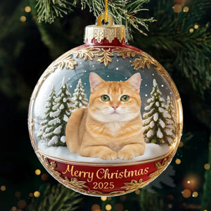 Custom Photo Acrylic Ornament - Personalized Christmas Birthday Gifts For Dog Cat Lovers, Dog Dad And Mom, Cat Owners - Meowy Christmas, Hooman